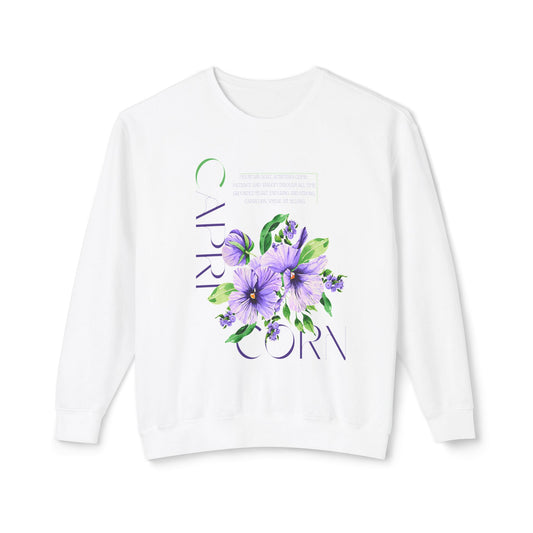 Capricorn Pansies, Unisex Lightweight Crewneck Sweatshirt