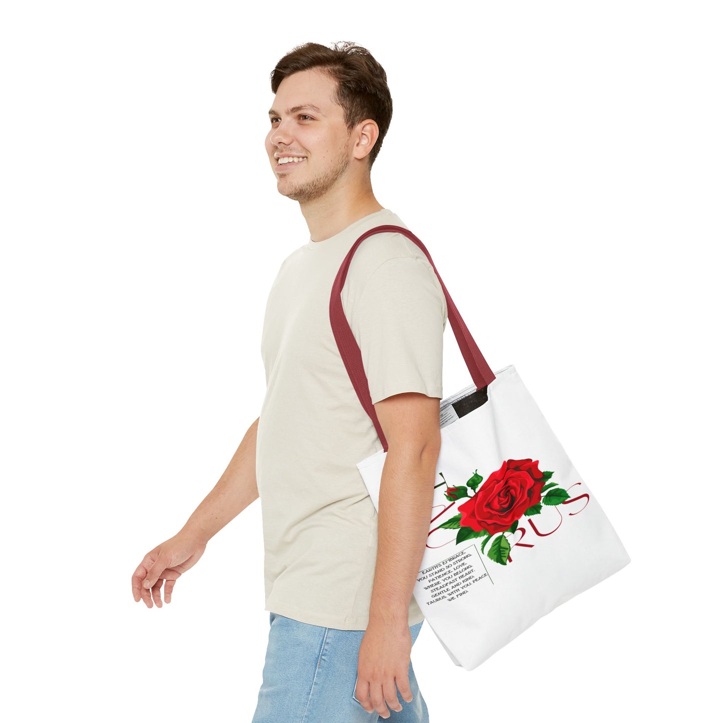 Taurus Rose White Tote Bag, 3 Sizes