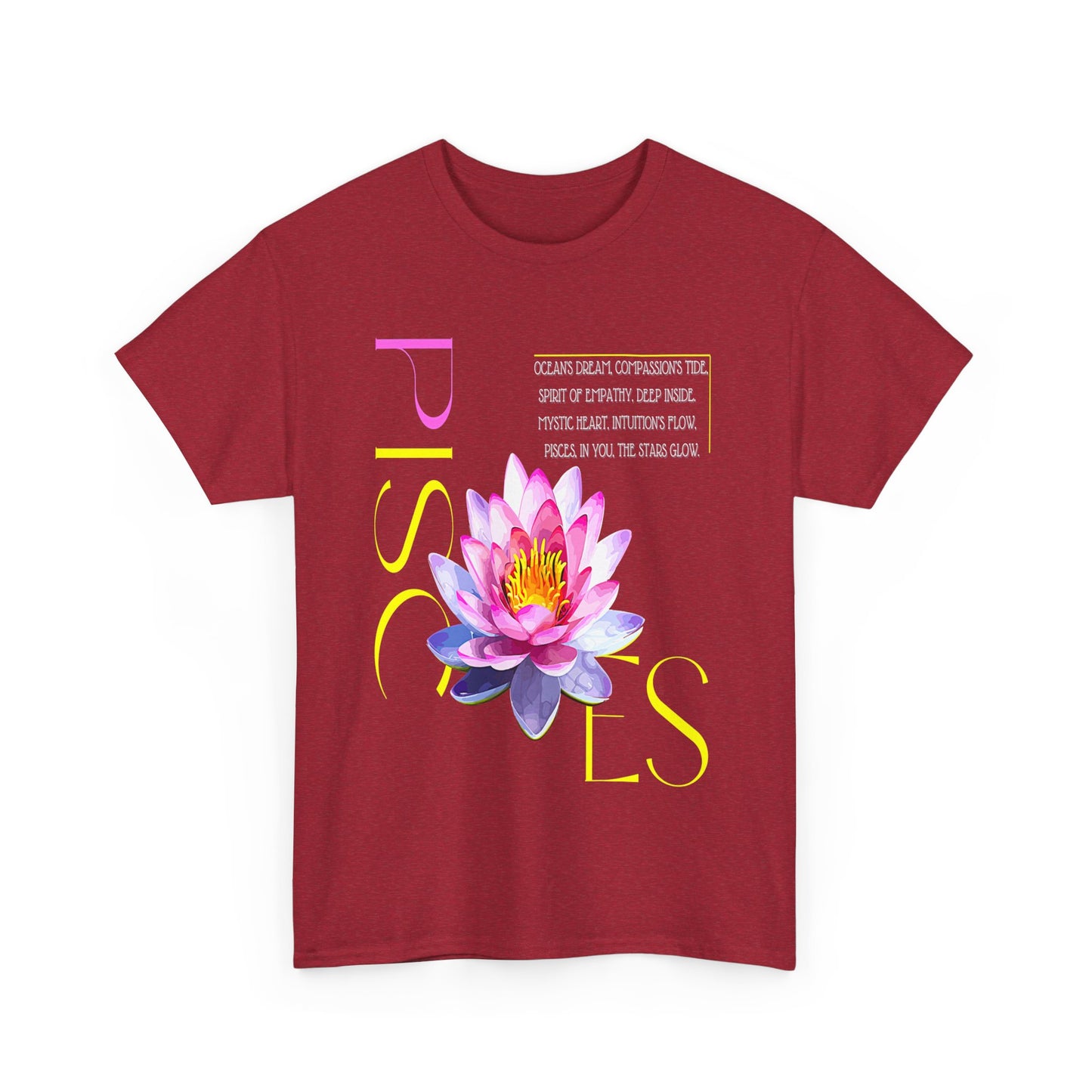 Pisces Pink Lotus, Unisex Heavy Cotton Tee