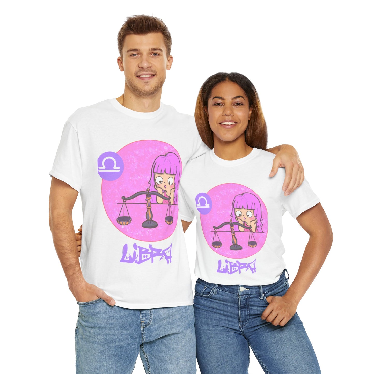 Libra Chibi Girl & Scales, Unisex Heavy Cotton Tee