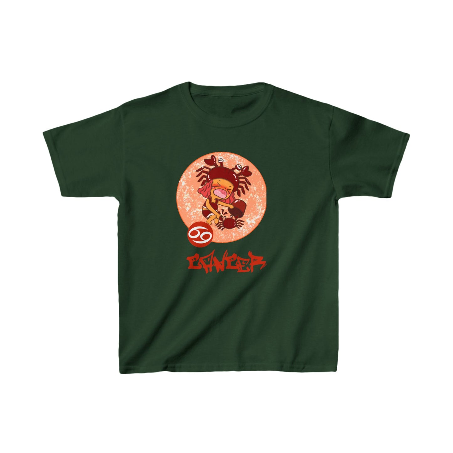 Cancer Chibi Girl & Crab, Kids Heavy Cotton™ Tee