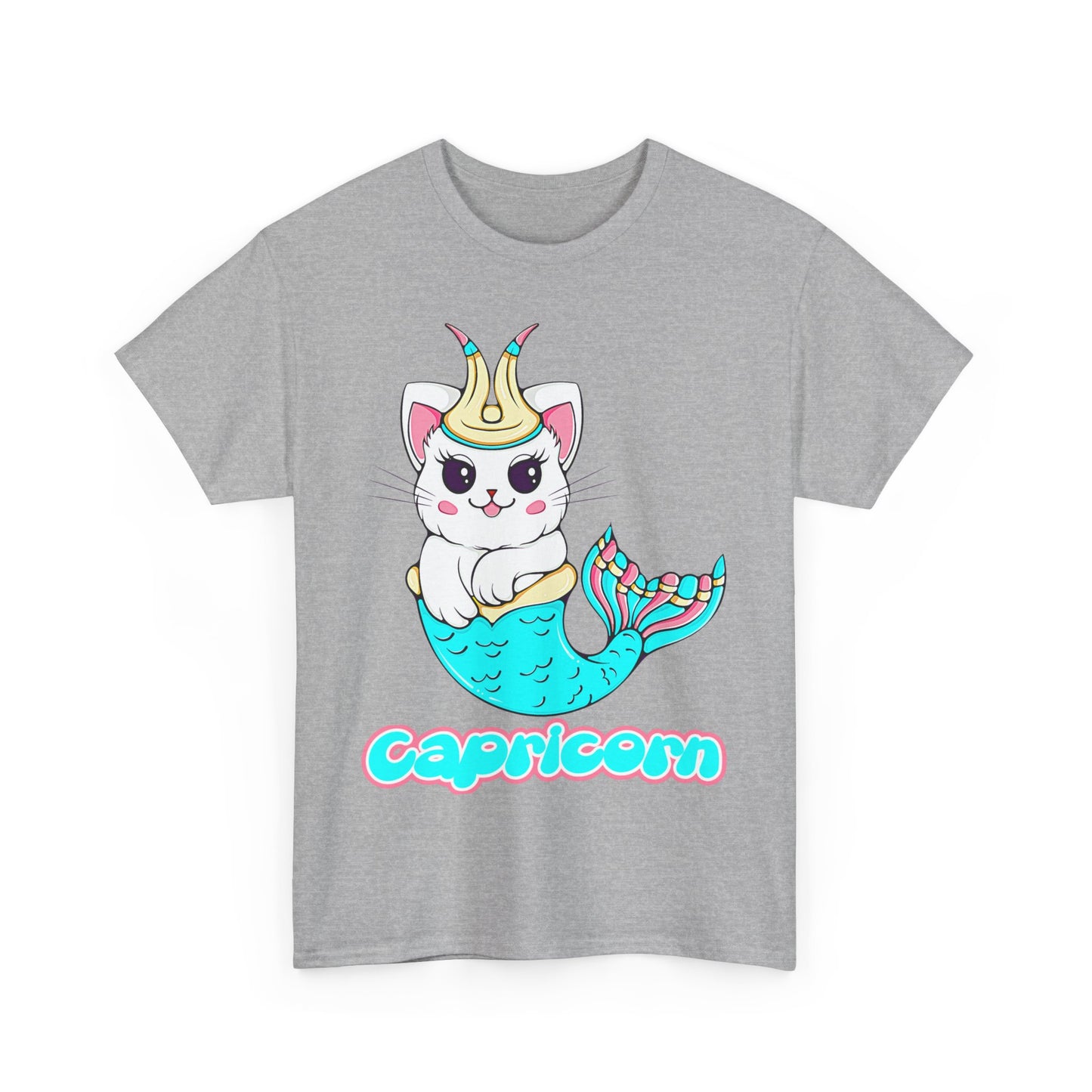 Capricorn Anime Cat, Unisex Heavy Cotton Tee