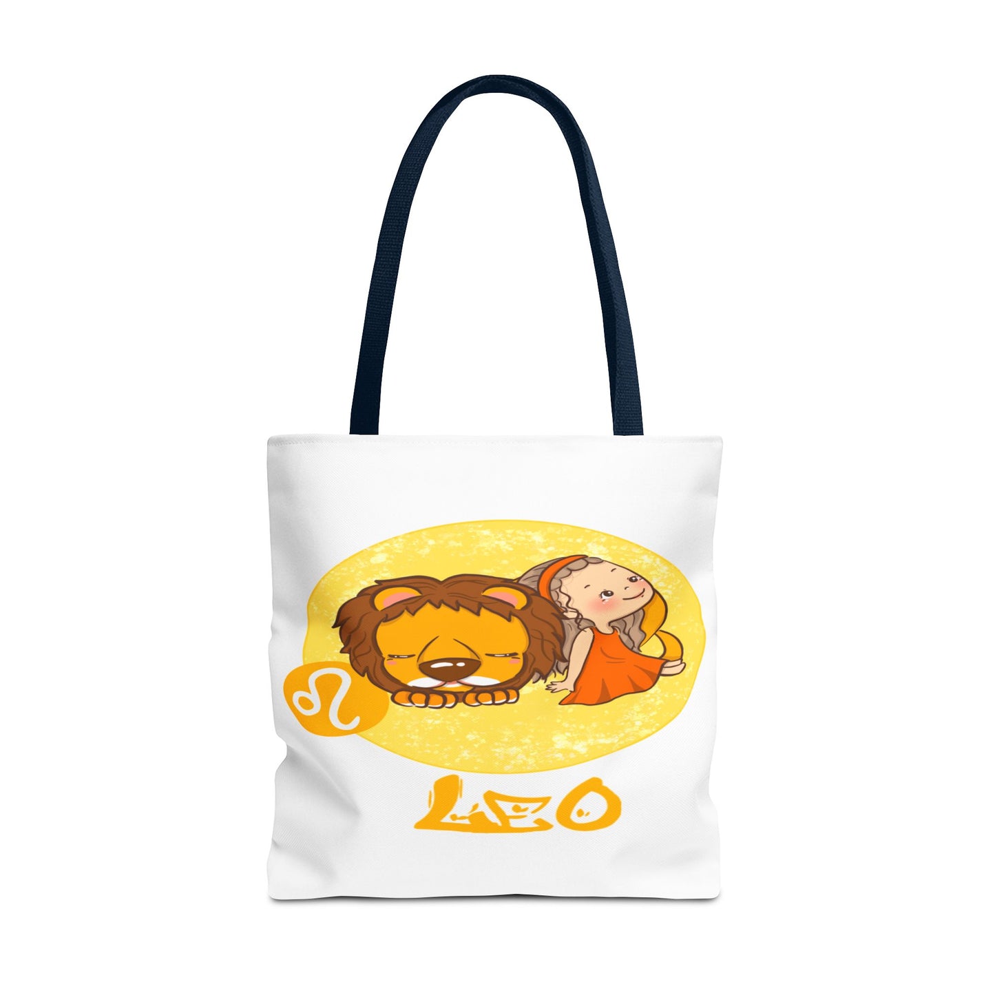 Leo Chibi Girl & Lion White Tote Bag, 3 Sizes