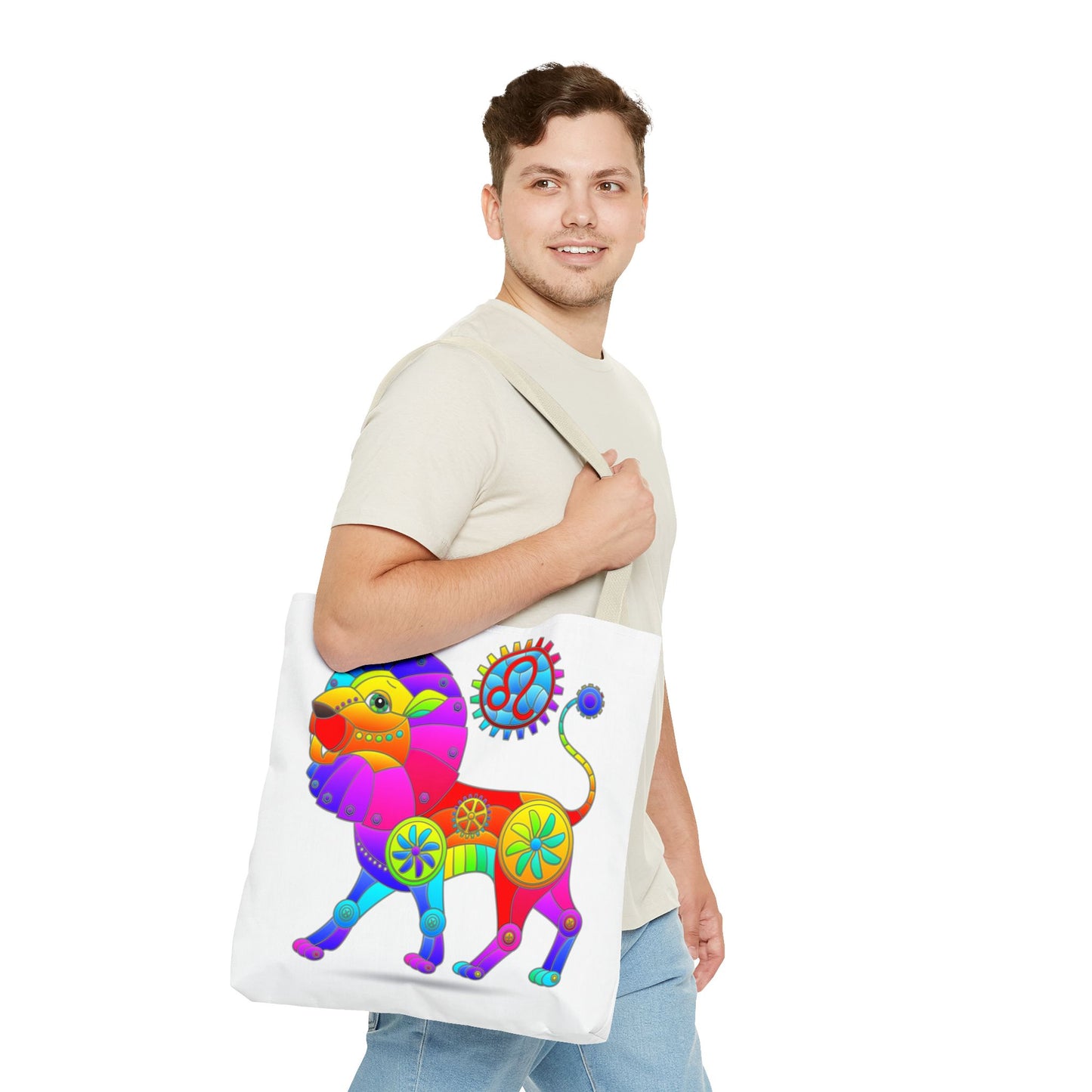 Leo Rainbow Steampunk, White Tote Bag