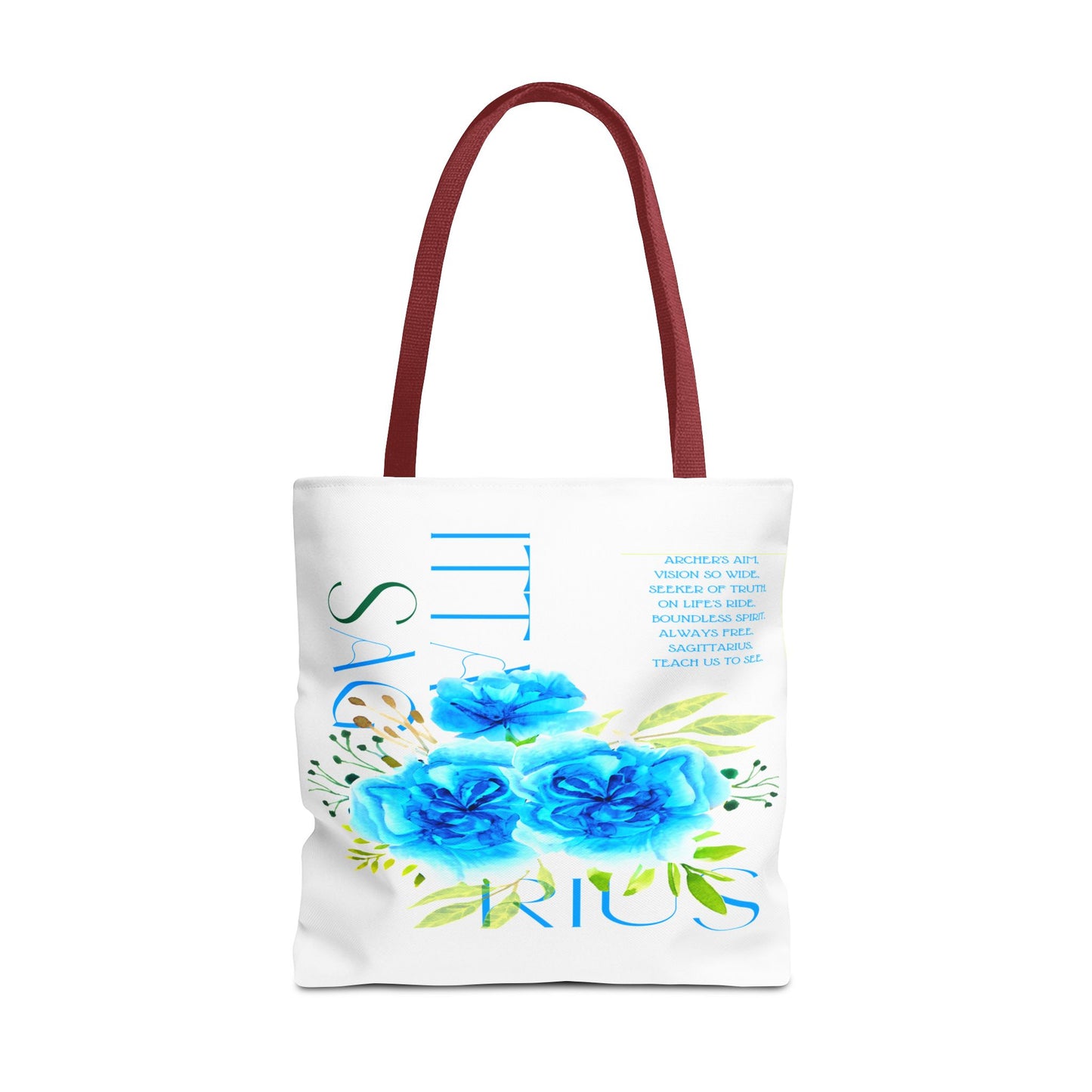 Sagittarius Blue Carnations White Tote Bag, 3 Sizes