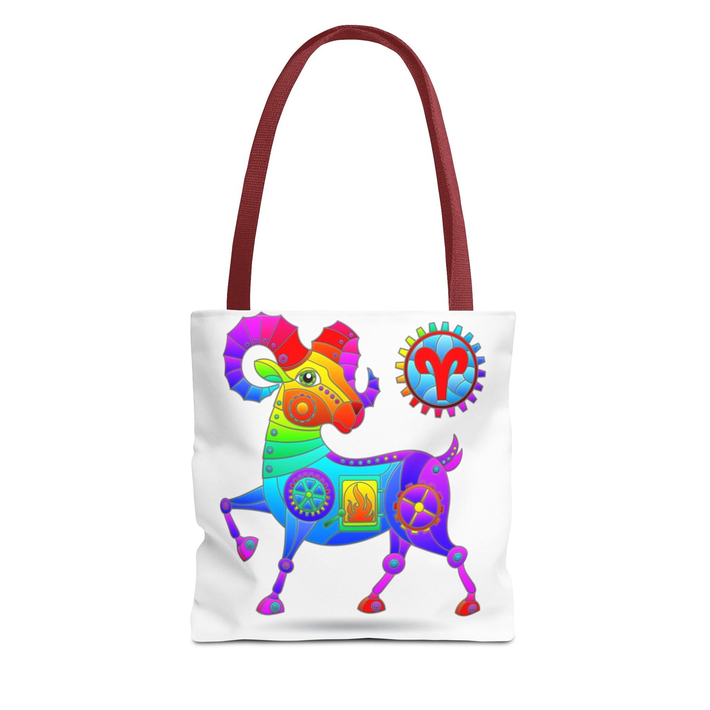 Aries Rainbow Steampunk, White Tote Bag