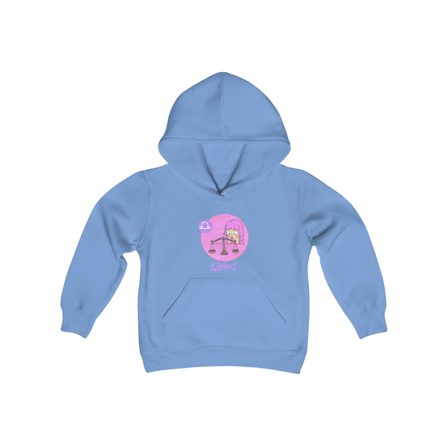 Libra Chibi Girl & Scales, Youth Heavy Blend Hooded Sweatshirt