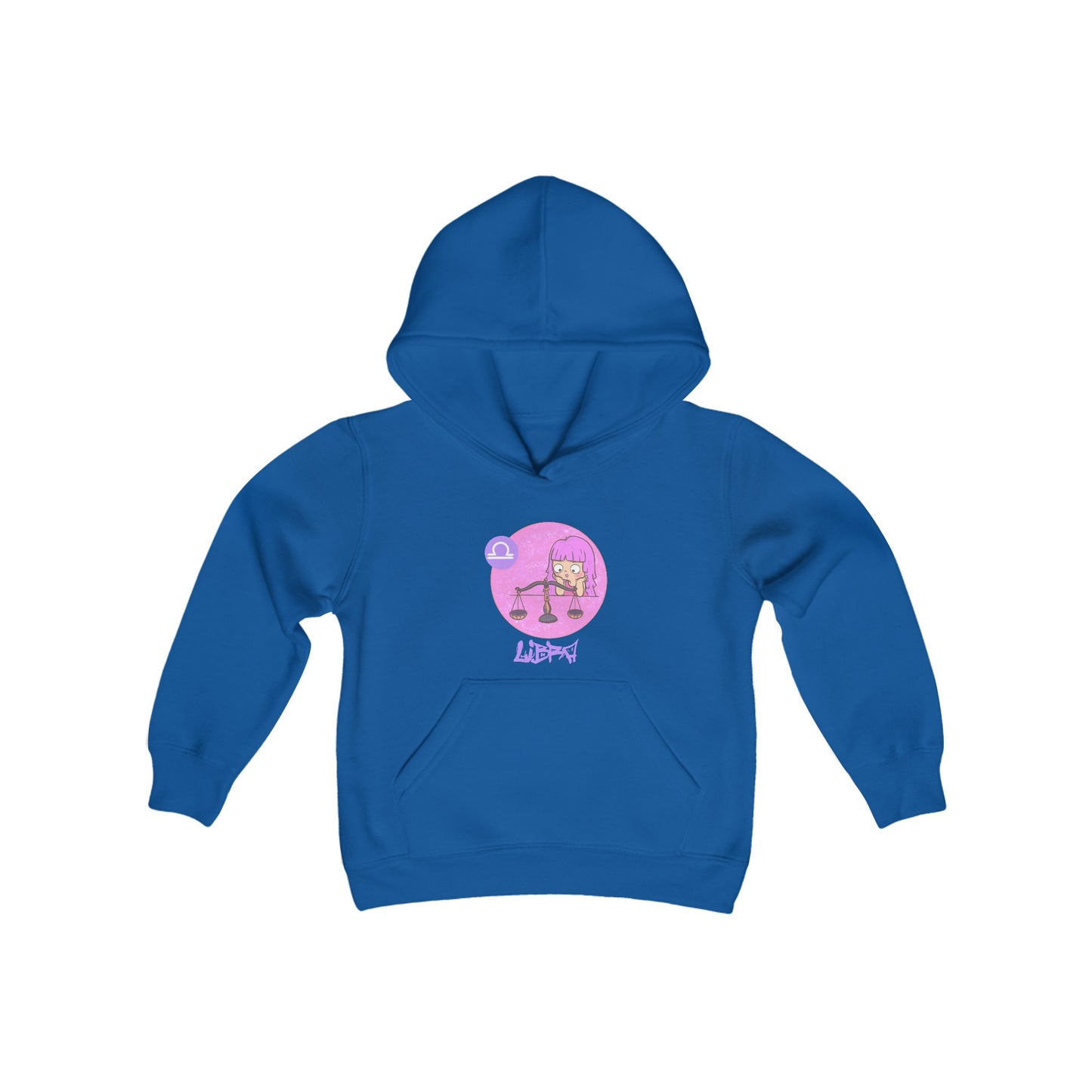 Libra Chibi Girl & Scales, Youth Heavy Blend Hooded Sweatshirt