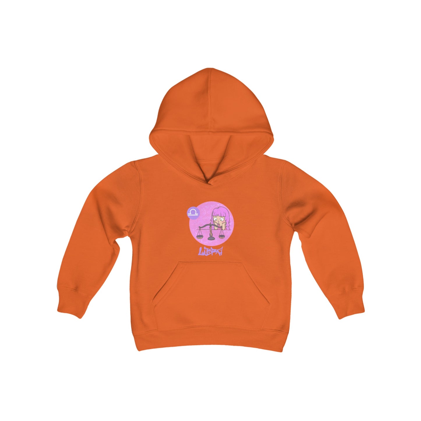 Libra Chibi Girl & Scales, Youth Heavy Blend Hooded Sweatshirt