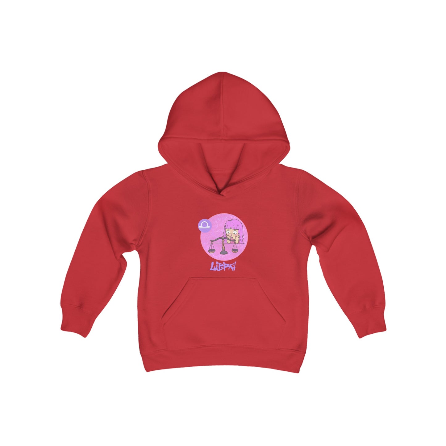 Libra Chibi Girl & Scales, Youth Heavy Blend Hooded Sweatshirt