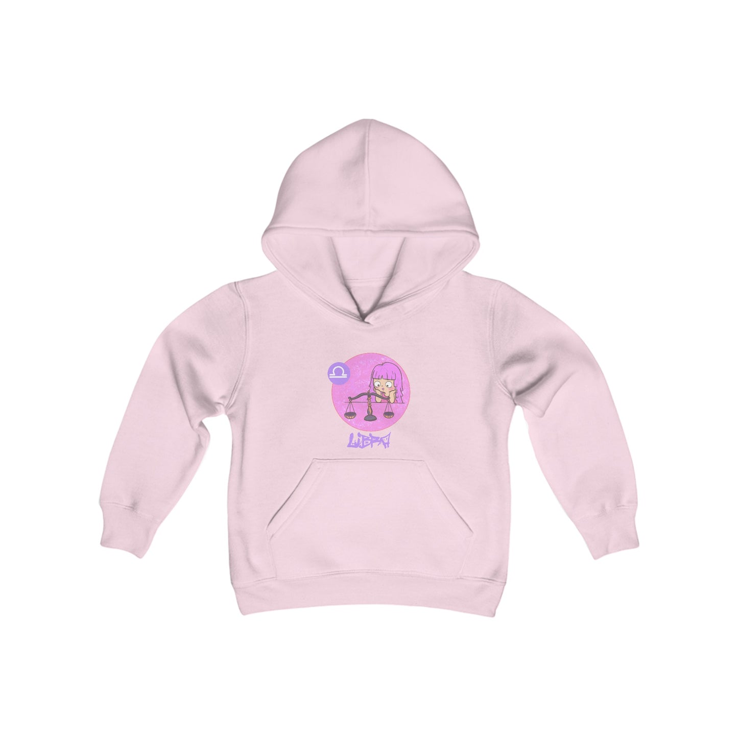 Libra Chibi Girl & Scales, Youth Heavy Blend Hooded Sweatshirt