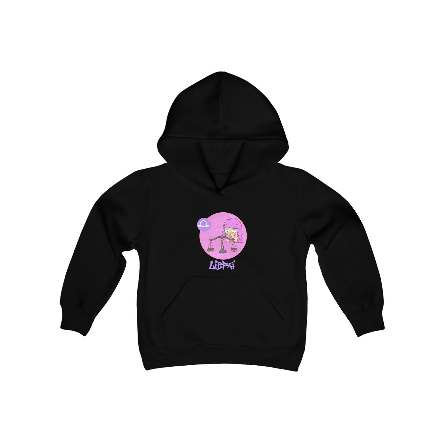 Libra Chibi Girl & Scales, Youth Heavy Blend Hooded Sweatshirt