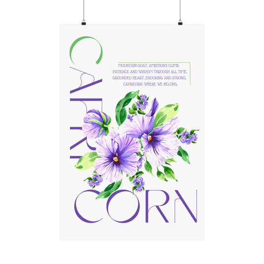 Capricorn Pansies, Matte Vertical Poster (White)