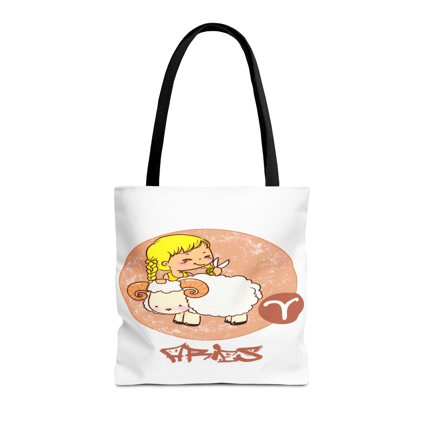 Aries Girl & Ram White Tote Bag, 3 Sizes