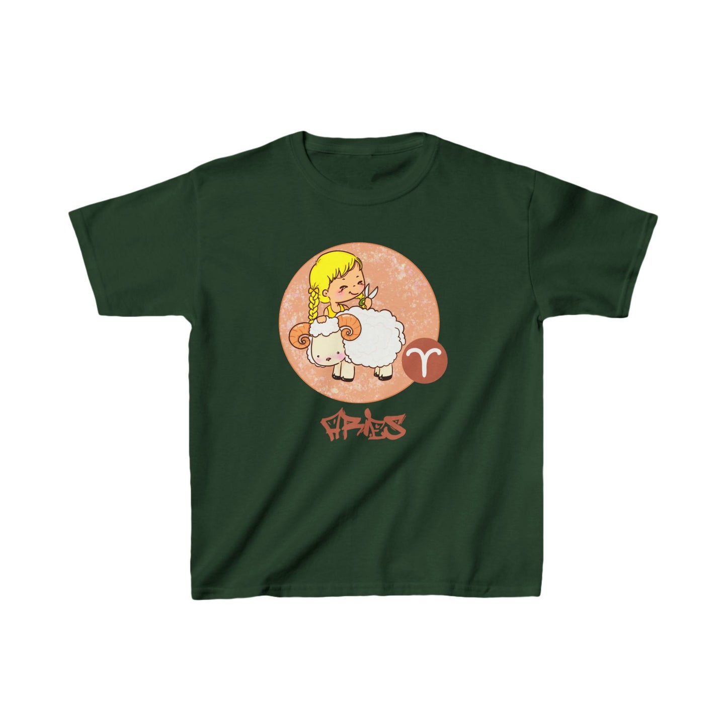 Aries Chibi Girl & Ram, Kids Heavy Cotton™ Tee