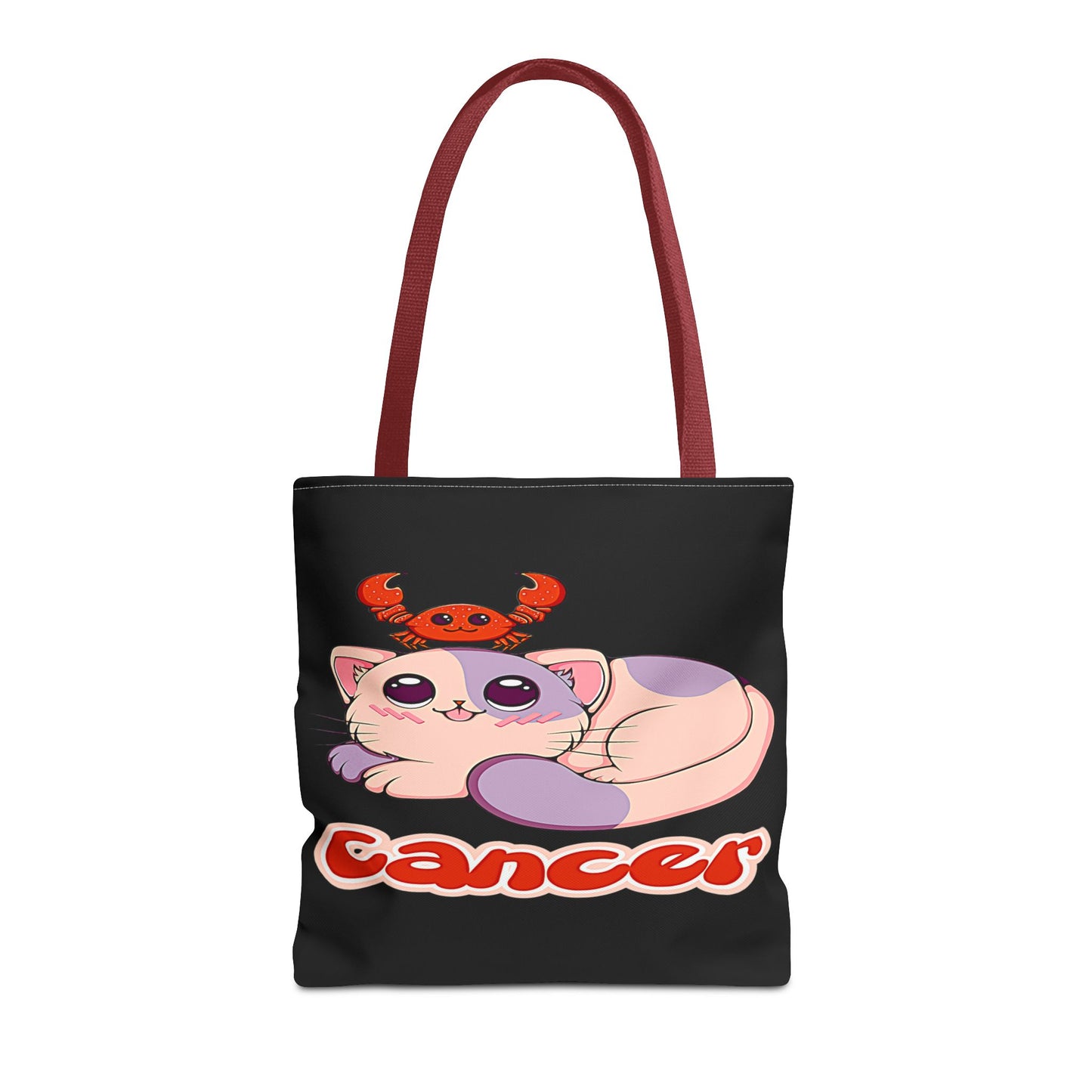 Cancer Anime Cat Black Tote Bag, 3 Sizes