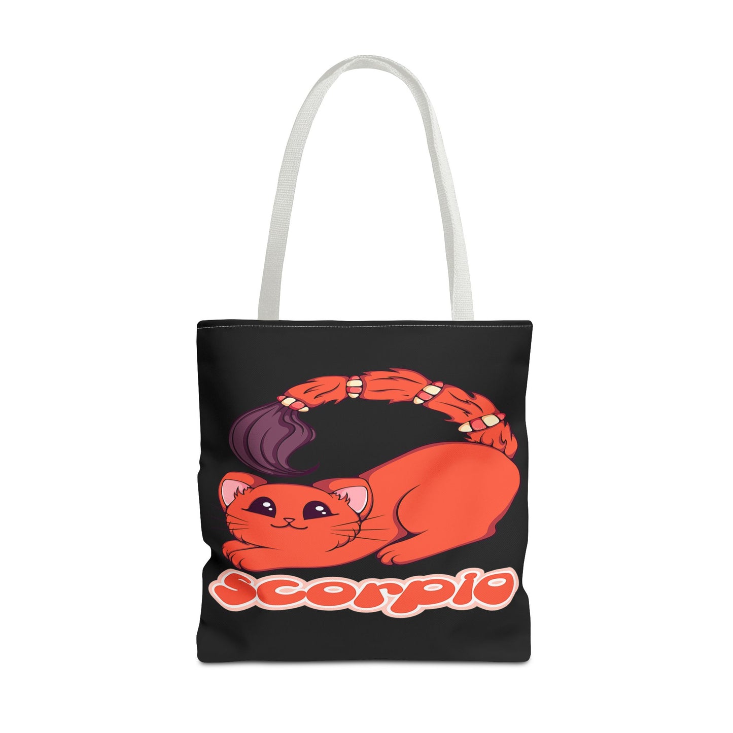 Scorpio Anime Cat Black Tote Bag, 3 Sizes