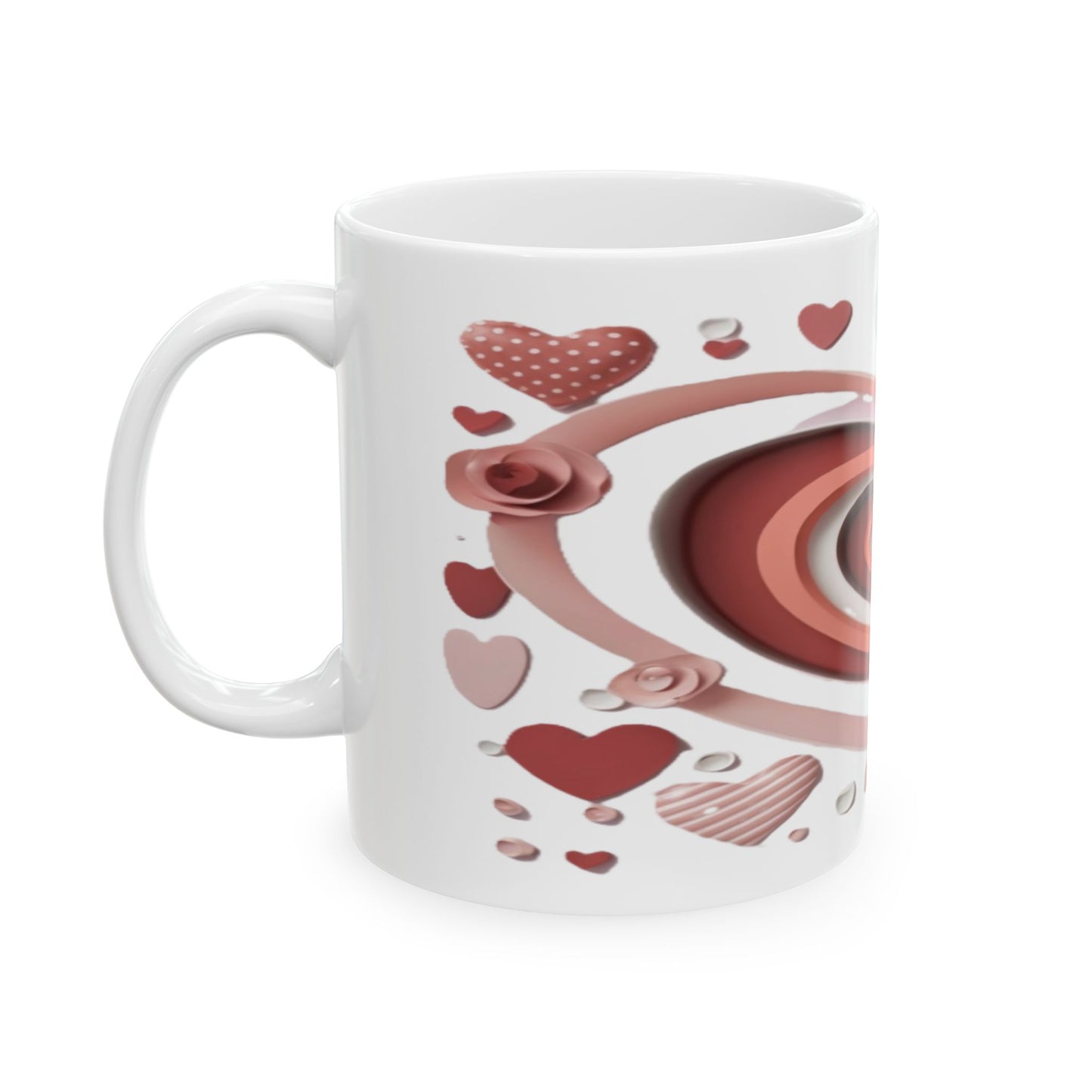 3D Love Hearts, Ceramic Mug, (11oz, 15oz)