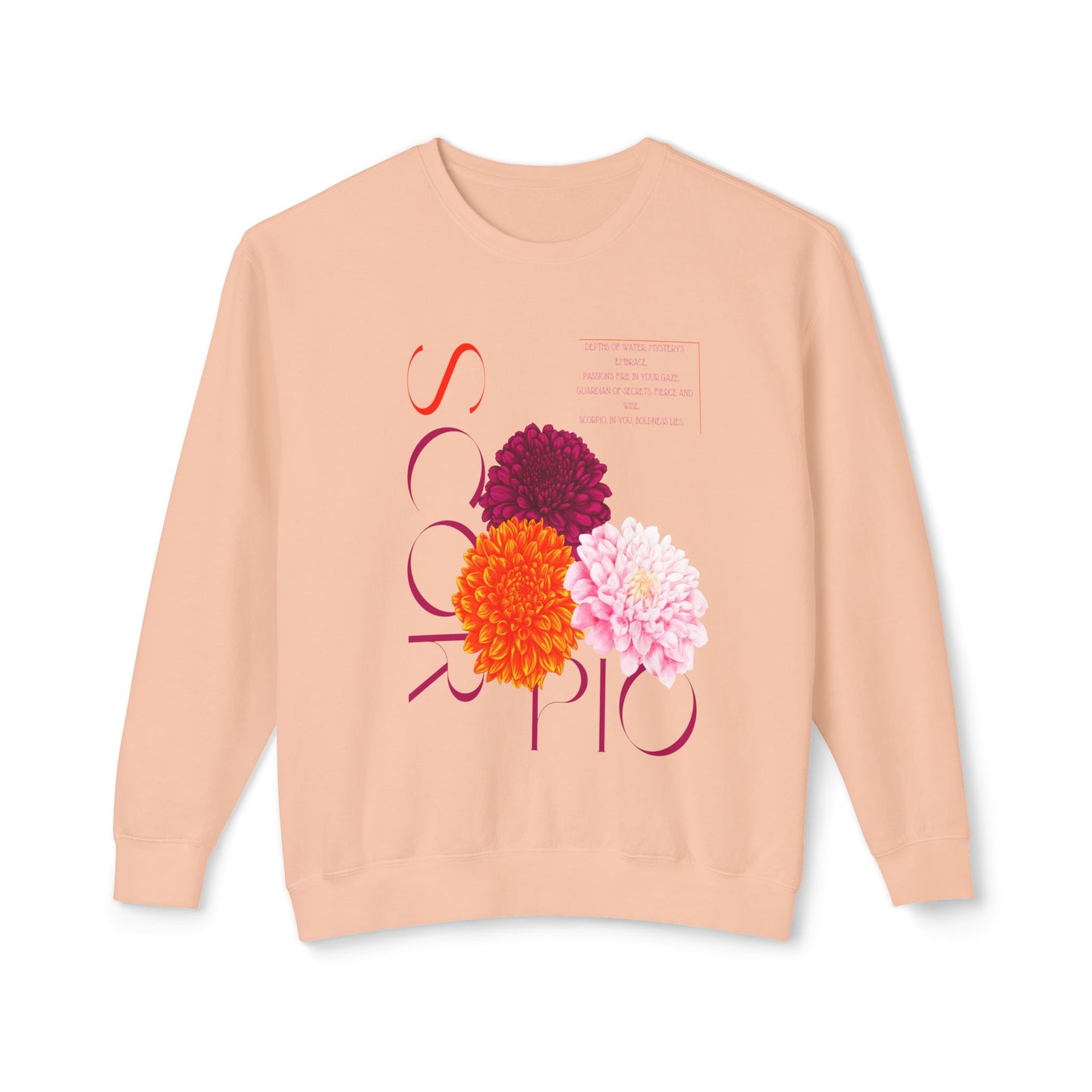 Scorpio Chrysanthemums, Unisex Lightweight Crewneck Sweatshirt