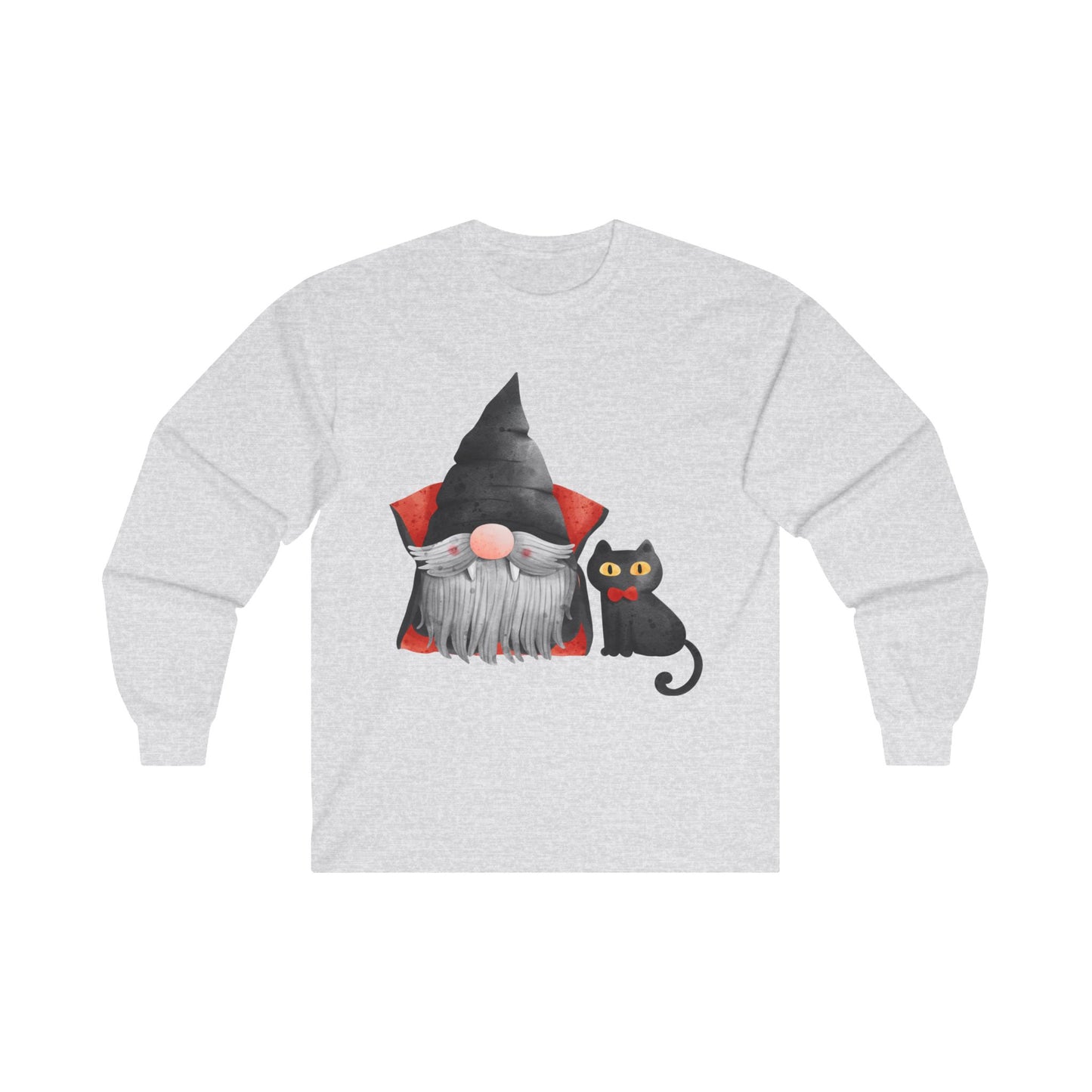 Warlock Gnome & Black Cat, Unisex Ultra Cotton Long Sleeve Tee