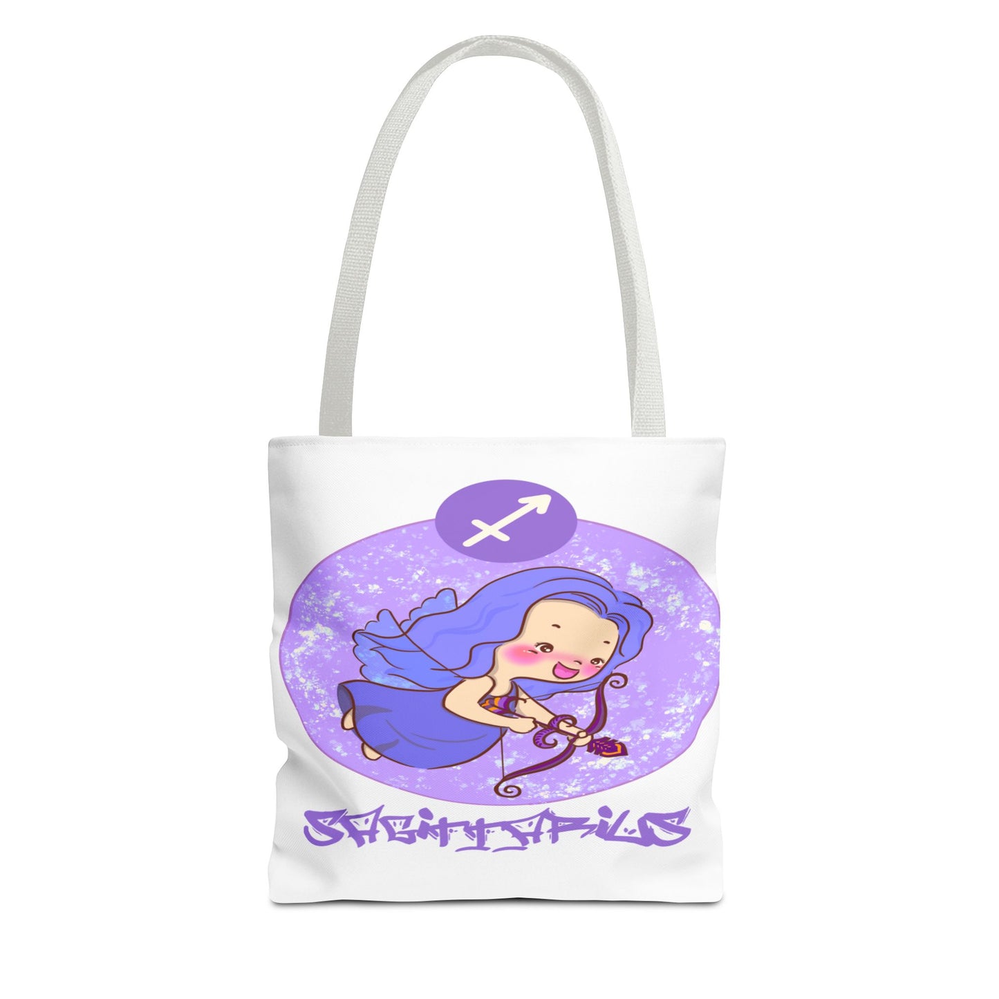 Sagittarius Chibi Archer White Tote Bag, 3 Sizes