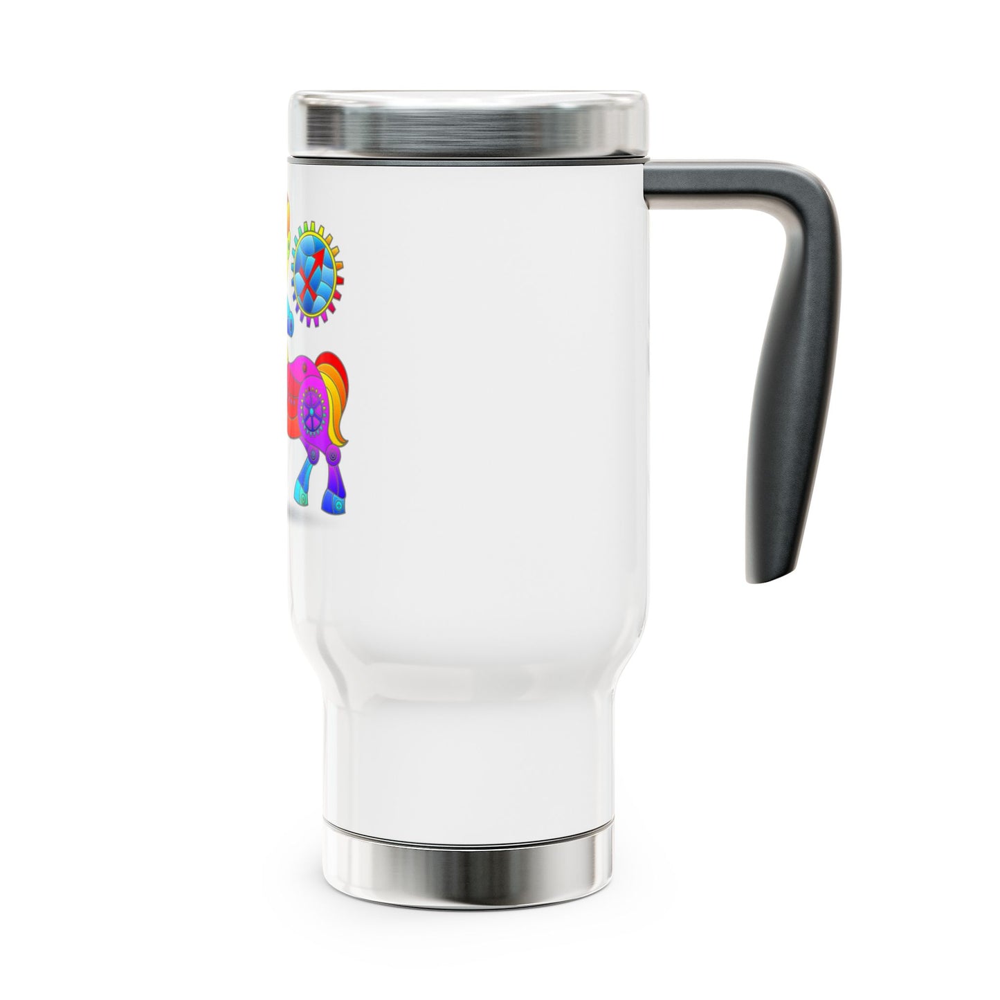 Sagittarius Rainbow Steampunk, Stainless Steel Travel Mug with Handle, 14 oz