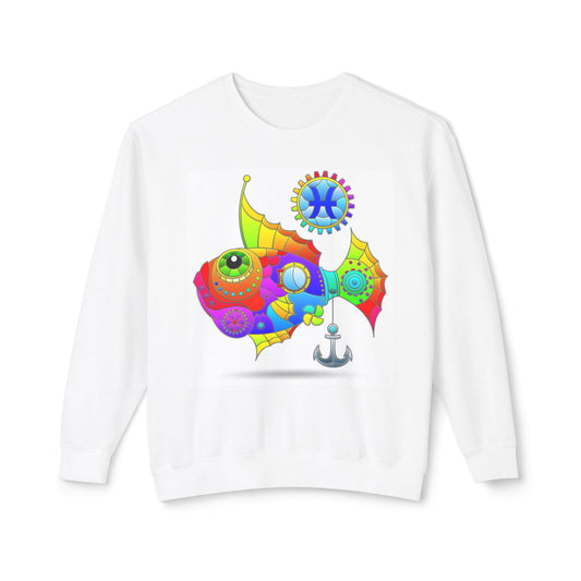 Pisces Rainbow Steampunk, Unisex Lightweight Crewneck Sweatshirt