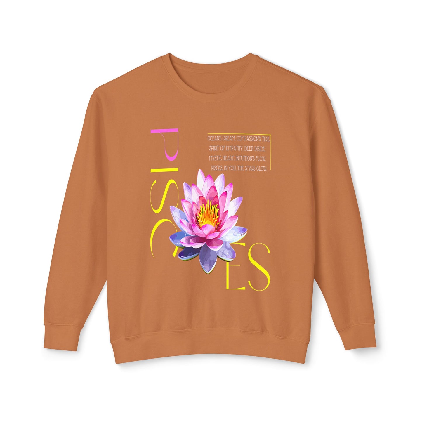 Pisces Pink Lotus, Unisex Lightweight Crewneck Sweatshirt