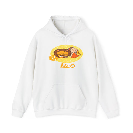 Leo Chibi Girl & Lion, Unisex Heavy Blend™ Hooded Sweatshirt