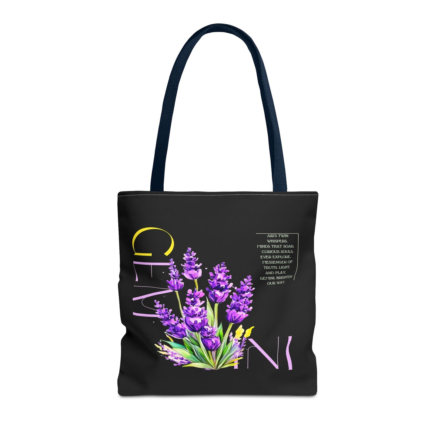 Gemini Lavender Black Tote Bag, 3 Sizes