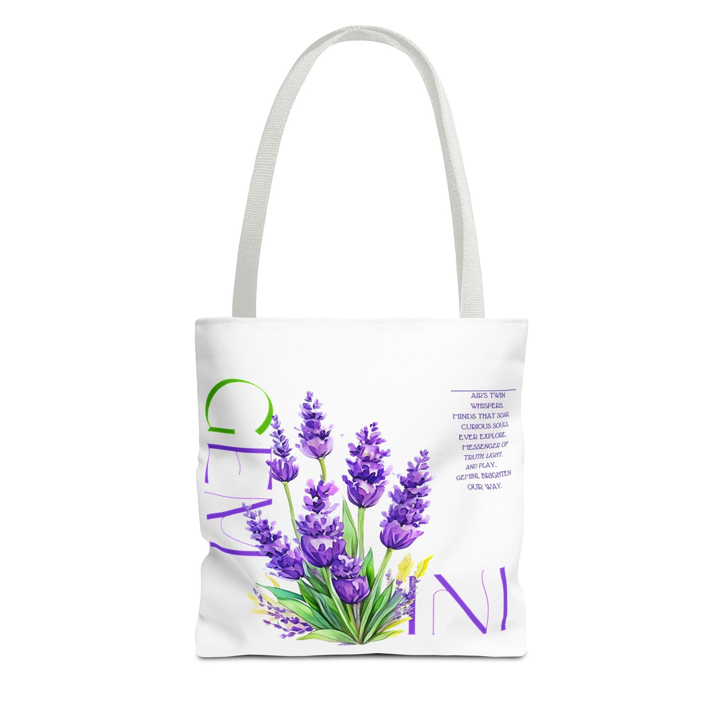 Gemini Lavender White Tote Bag, 3 Sizes