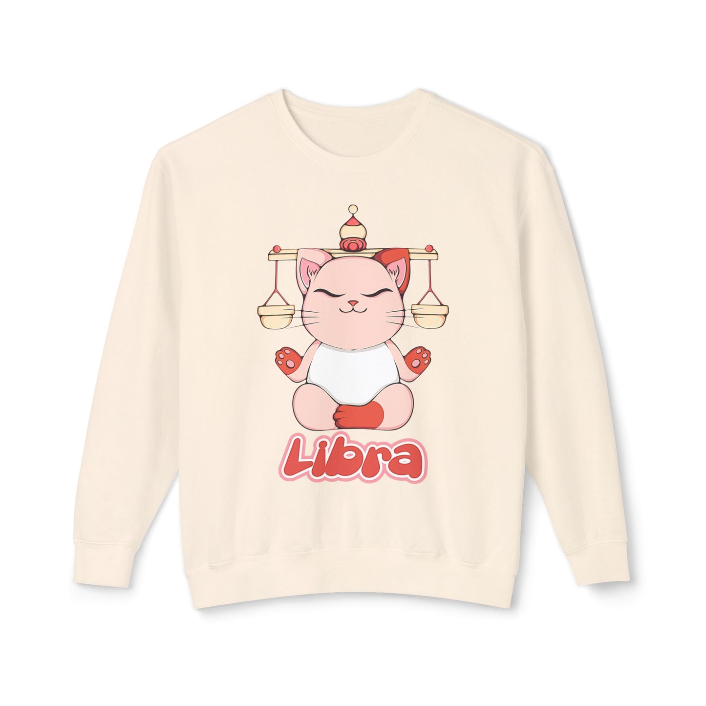 Libra Anime Cat, Unisex Lightweight Crewneck Sweatshirt