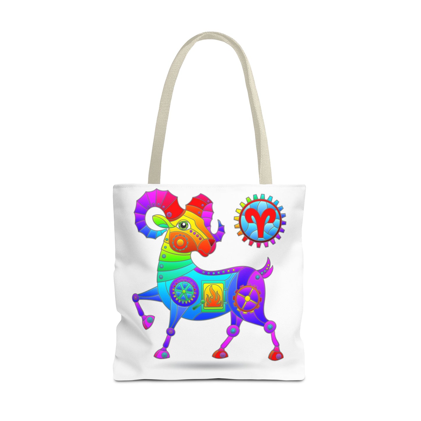 Aries Rainbow Steampunk, White Tote Bag