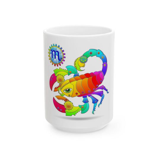 Scorpio Rainbow Steampunk Ceramic Mug, (11oz, 15oz)