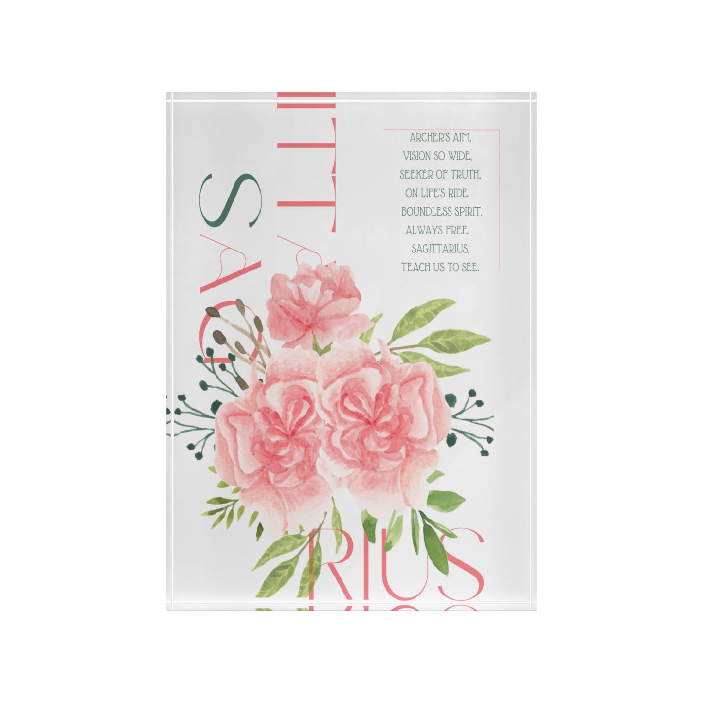 Sagittarius Pink Carnations, Photo Block (White)