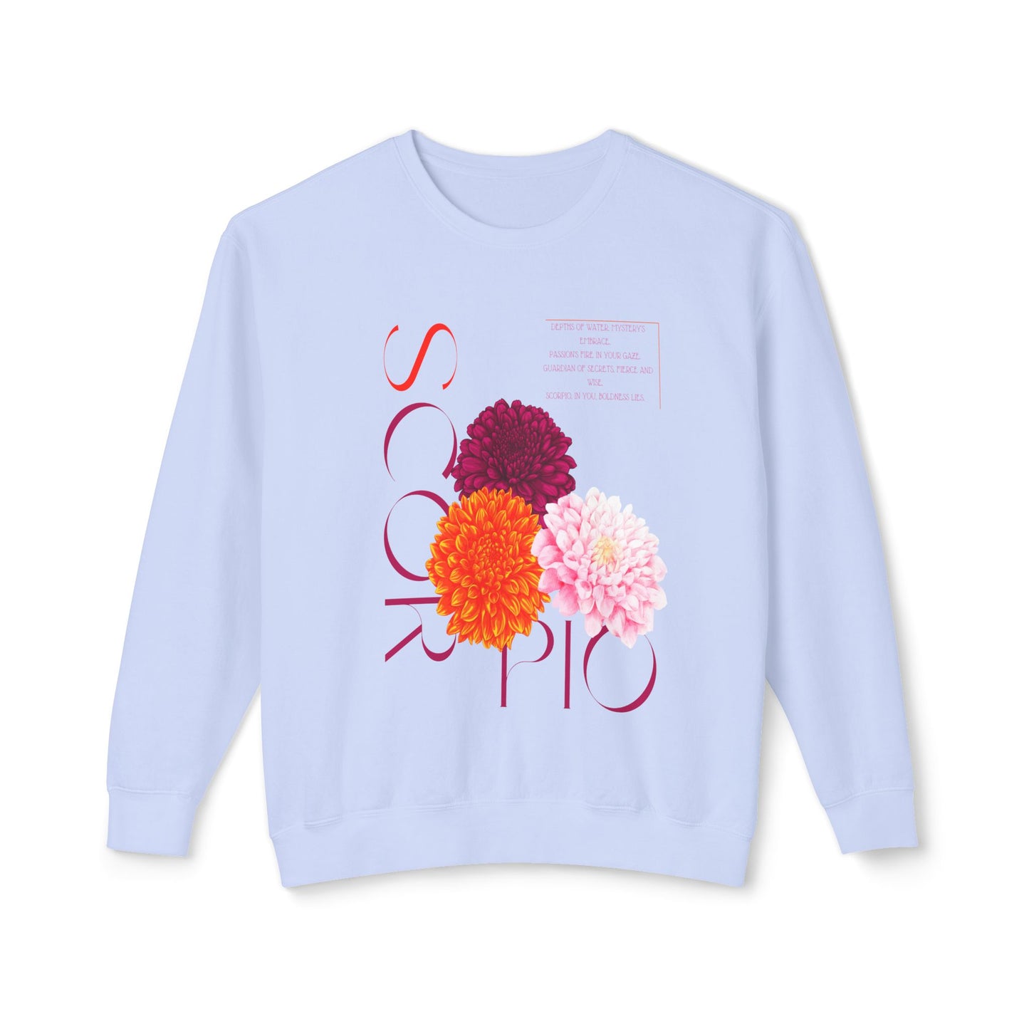 Scorpio Chrysanthemums, Unisex Lightweight Crewneck Sweatshirt