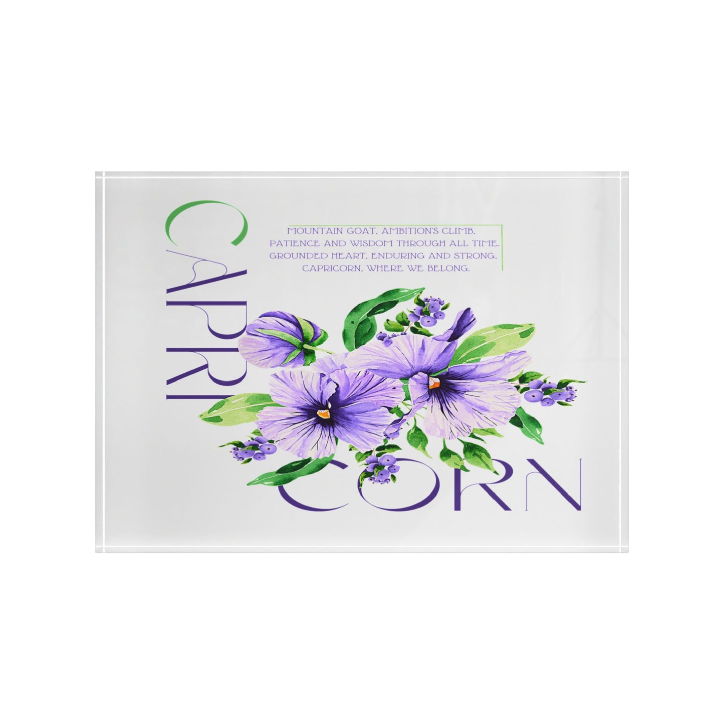 Capricorn Pansies, Photo Block (White)