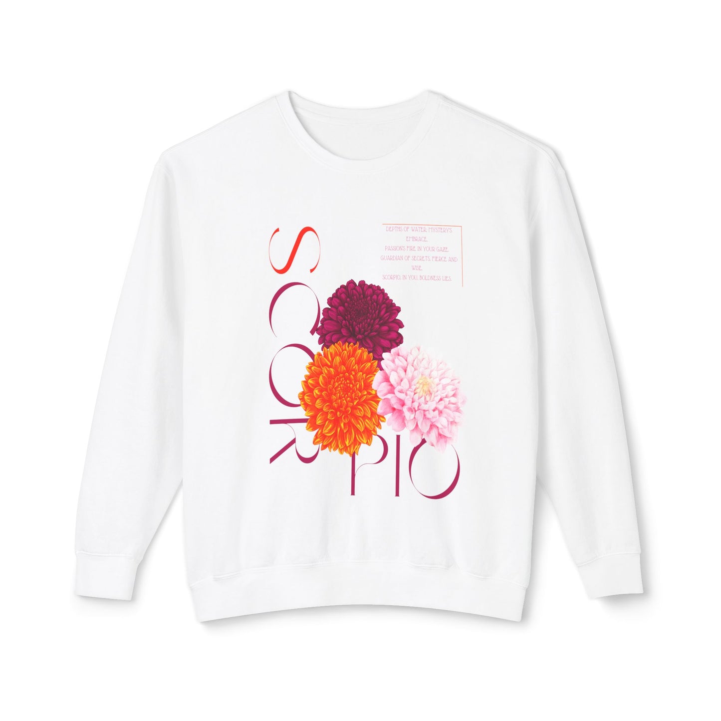 Scorpio Chrysanthemums, Unisex Lightweight Crewneck Sweatshirt