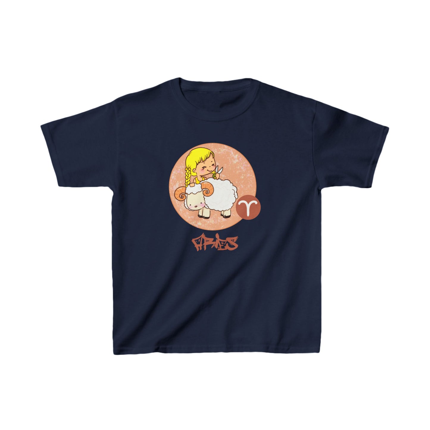 Aries Chibi Girl & Ram, Kids Heavy Cotton™ Tee