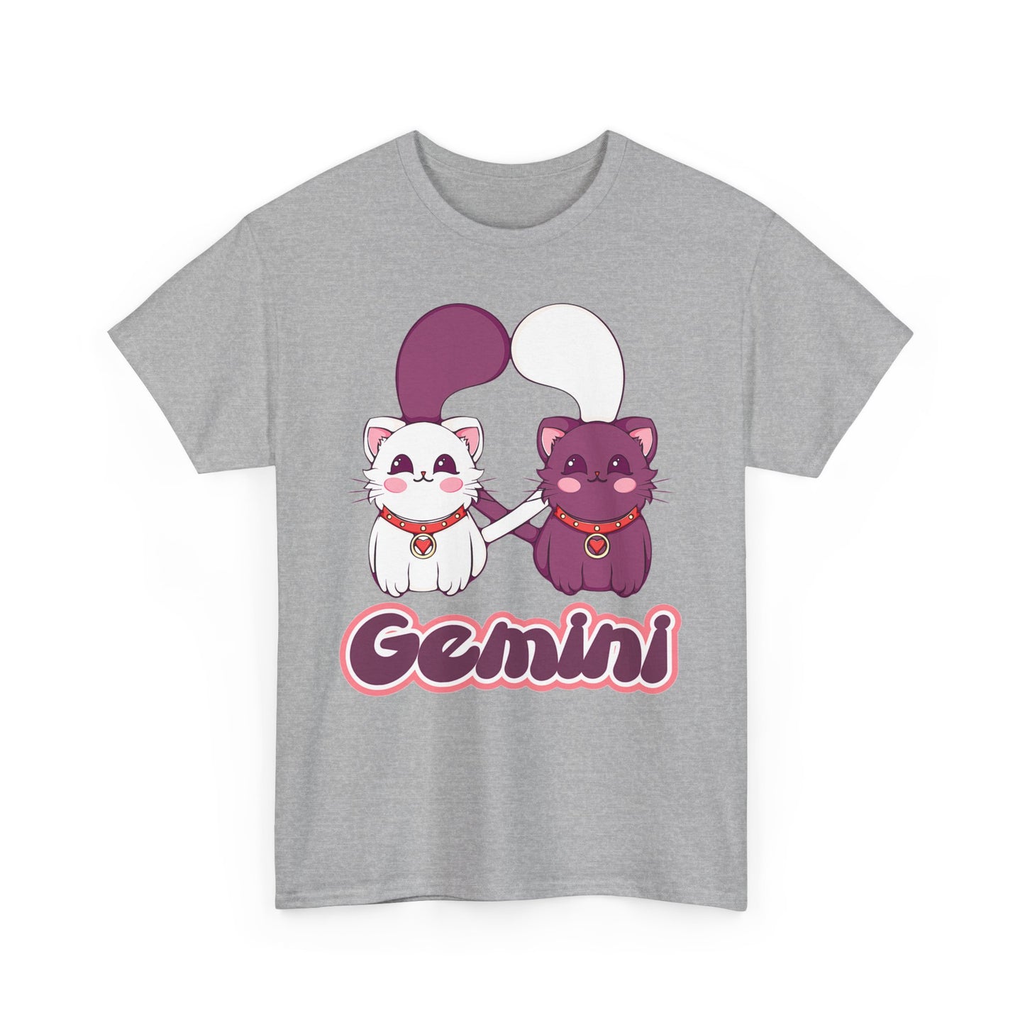 Gemini Anime Cats, Unisex Heavy Cotton Tee