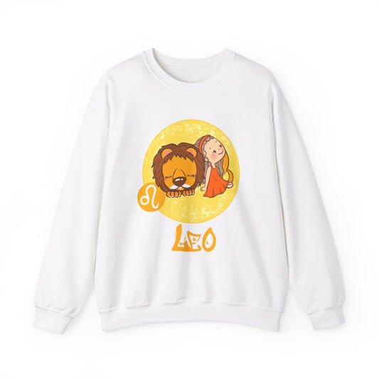 Leo Chibi Girl & Lion, Unisex Heavy Blend™ Crewneck Sweatshirt