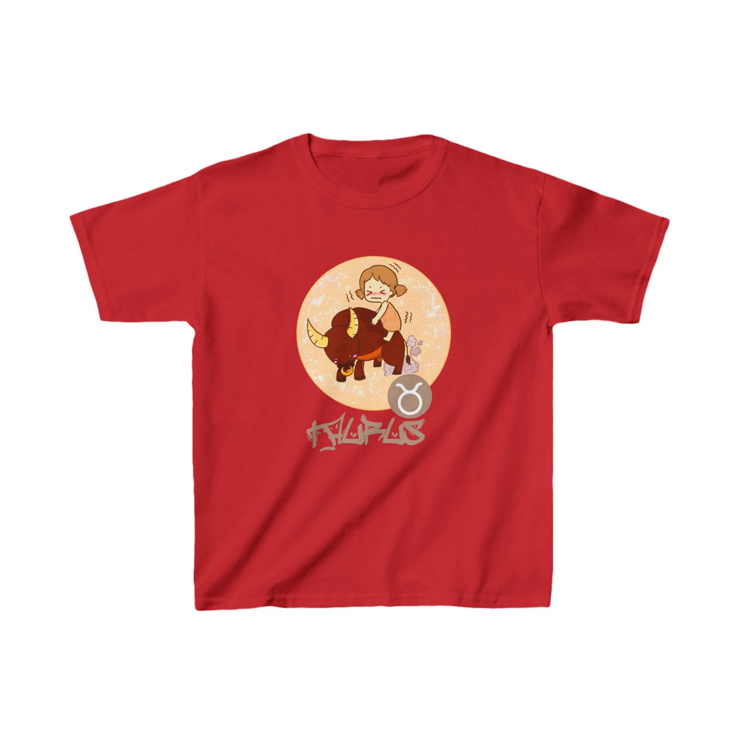 Taurus Chibi Girl & Bull - Kids Heavy Cotton™ Tee