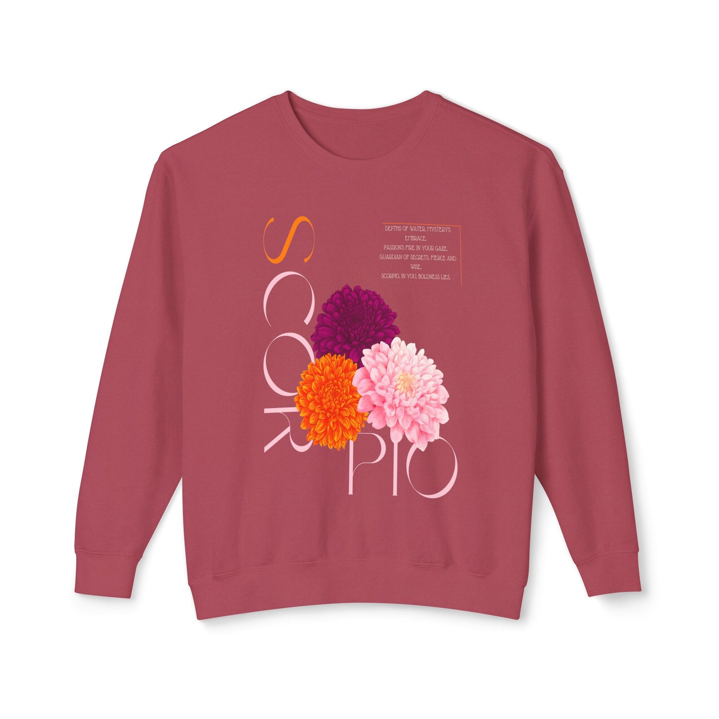 Scorpio Chrysanthemums, Unisex Lightweight Crewneck Sweatshirt