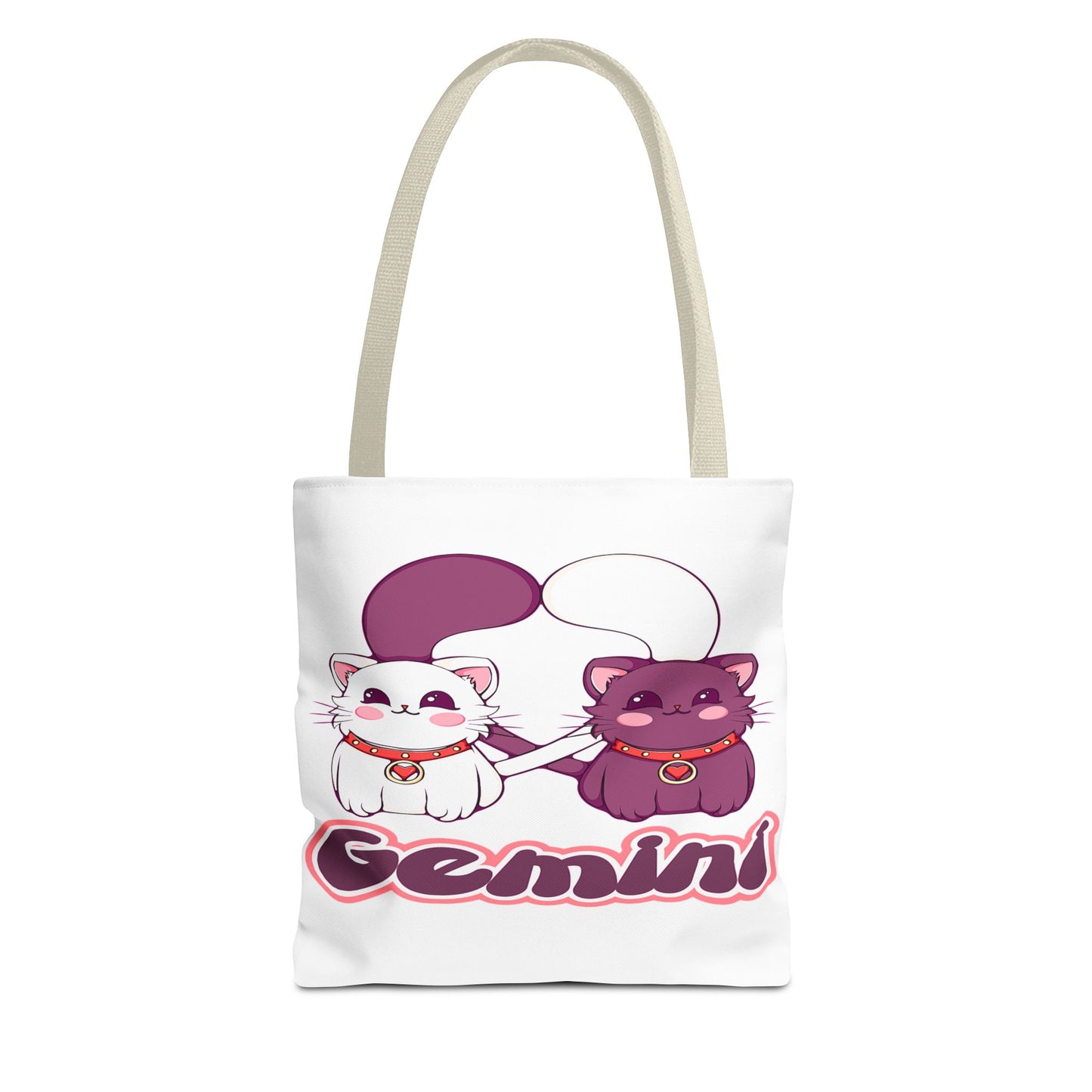 Gemini Anime Cats White Tote Bag, 3 Sizes