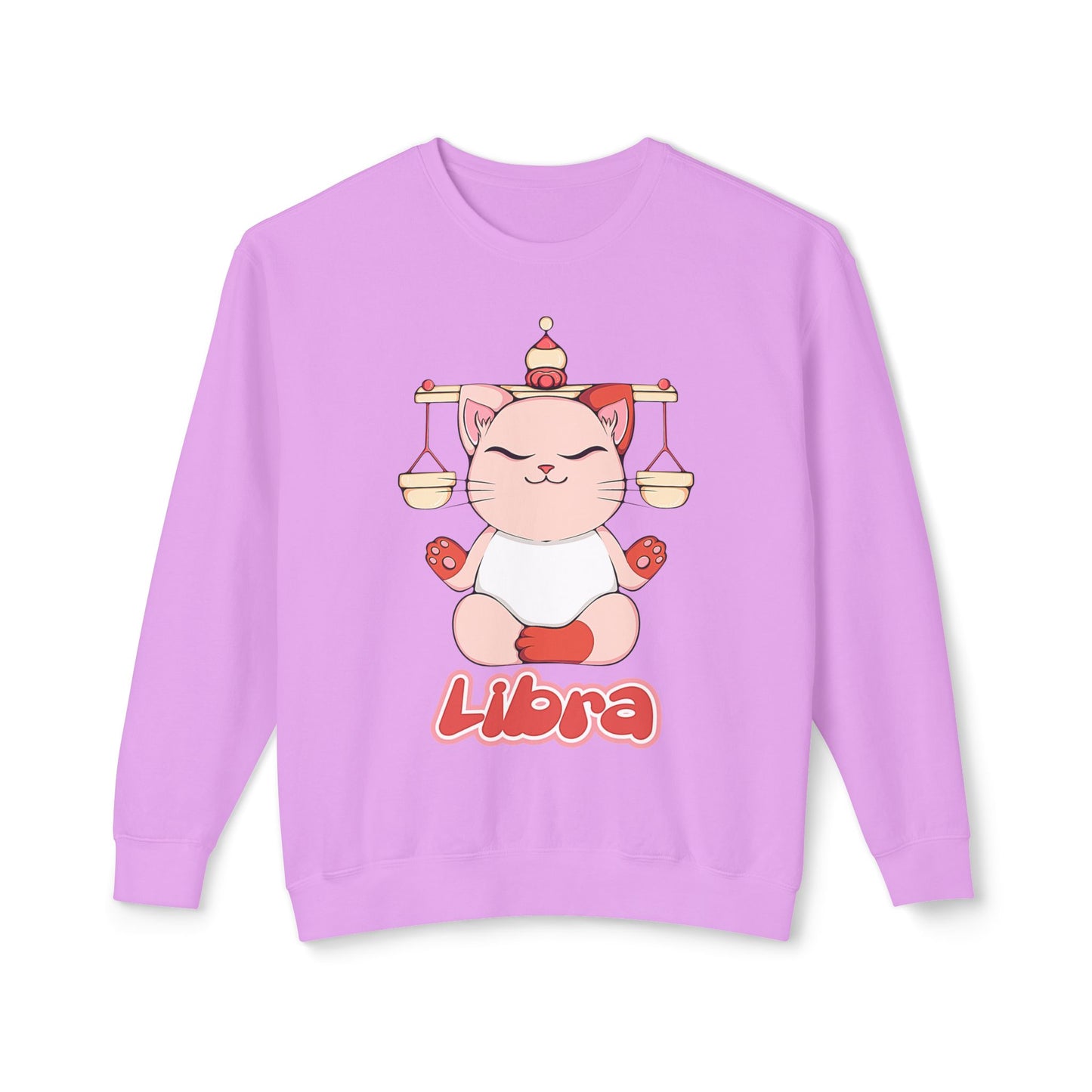 Libra Anime Cat, Unisex Lightweight Crewneck Sweatshirt