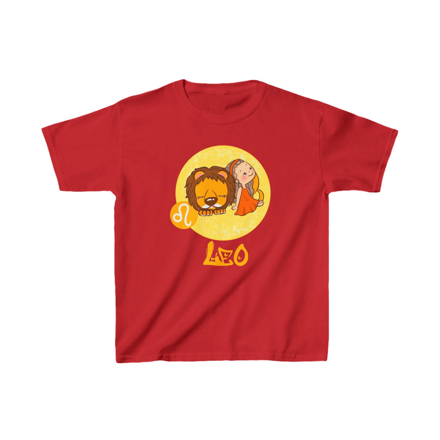 Leo Chibi Girl & Lion, Kids Heavy Cotton™ Tee