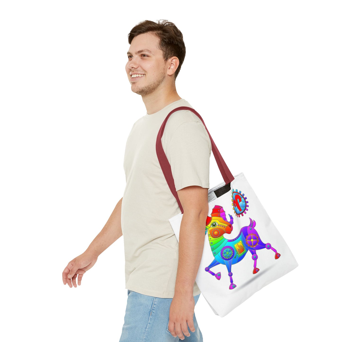 Aries Rainbow Steampunk, White Tote Bag