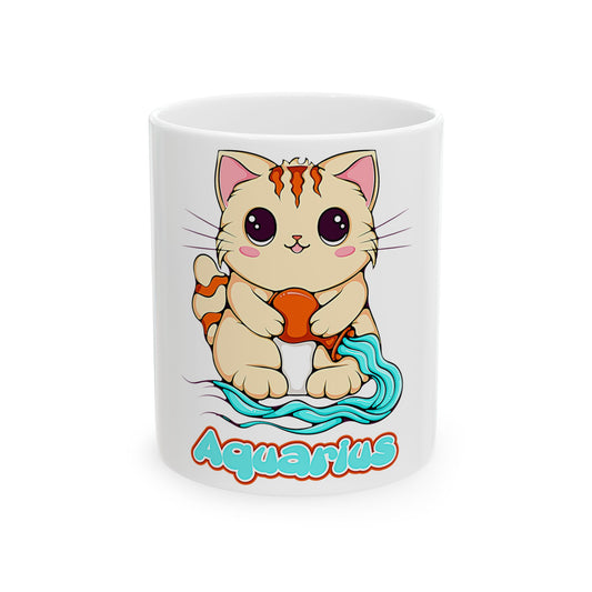 Aquarius Anime Cat Ceramic Mug, (11oz, 15oz)