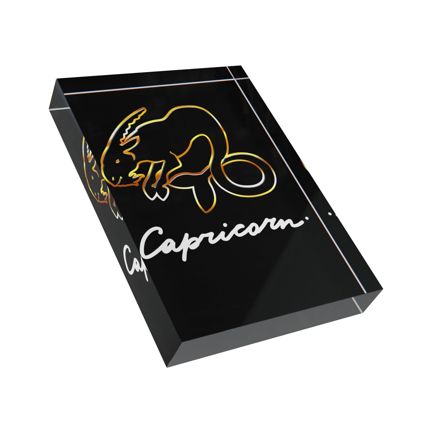 Capricorn Goat Photo Block, Black