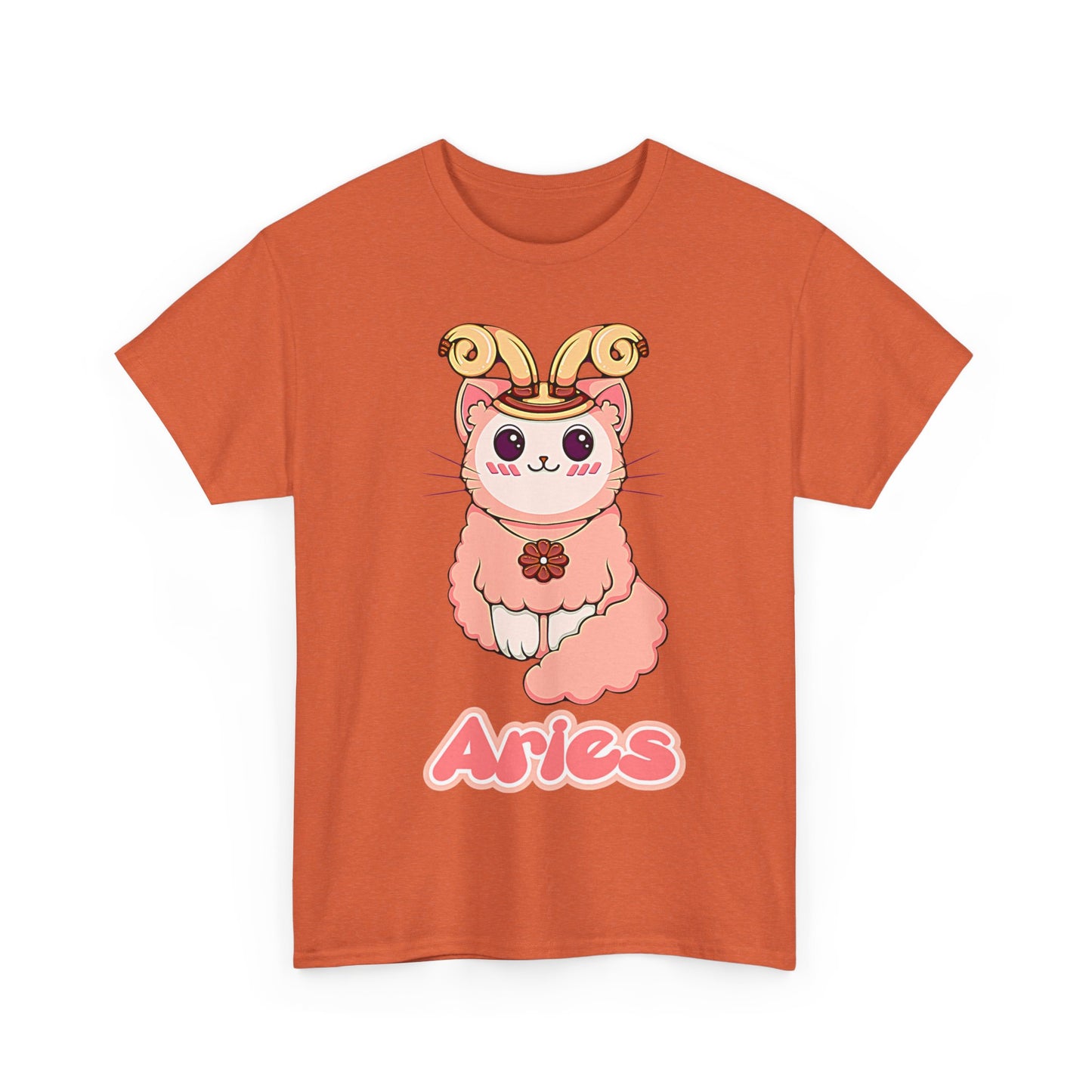 Aries Anime Cat, Unisex Heavy Cotton Tee